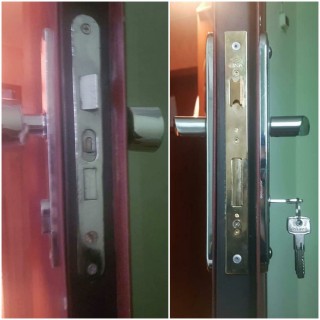 Установка замка Cisa - Замена дверных ручек: требовалось сменить ключи, установлен новый цилиндр Abus